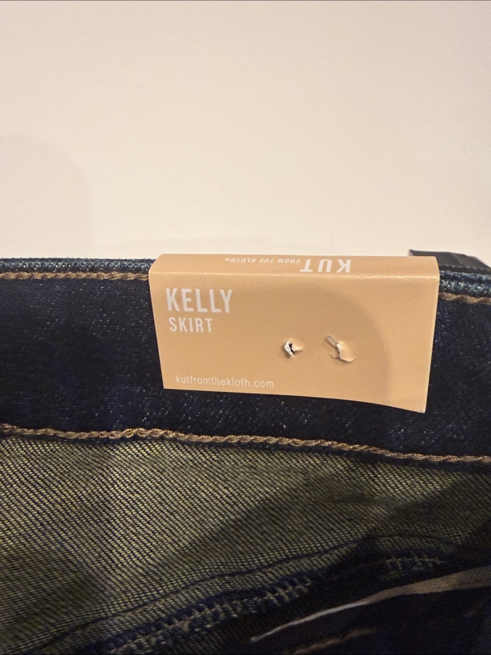 NWT KUT From The Kloth Kelly Denim Maxi Skirt Size 10 Raw Fringe Back High Slit - Picture 10 of 11